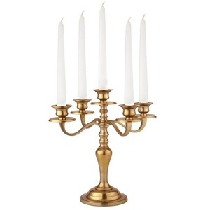 Chandelier moderne en bois doré à 3 bras Nouveau design Bougeoir en métal avec placage or pour la décoration de la maison pour Pâques - Product Image 2