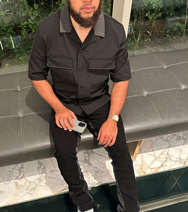 Chemise de sonnerie personnalisée en gros Chemise légère de haute qualité Chemises en coton décontractées à col de couleur contrastée - Product Image 5