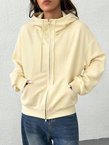 Sudadera con Capucha Completa para Mujer, para la Temporada de Frío, de Algodón y Felpa, con Cuello Alto, Color Sólido, Logotipo Personalizado, Ropa de Entrenamiento, Venta al por Mayor - Product Image 3