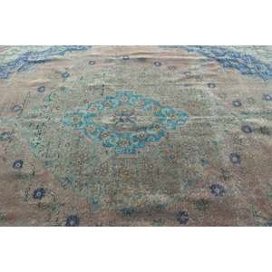 Alfombra Turca, Alfombra Extra Grande de 12.6x9.7 pies, Alfombra con Diseño de Plantas y Árboles Azules - Product Image 4