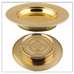 Assiette à pain de communion en acier inoxydable Mayur Exports avec finition en laiton doré brillant de haute qualité, modèle 9262 - Product Image 1