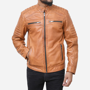 Veste en cuir premium pour homme, en cuir de vachette et agneau, col montant, pour l'hiver, style décontracté, vêtement d'extérieur, personnalisation de marque, fournisseur OEM en gros - Product Image 1