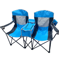 Chaise de plage moderne pour camping double pour deux personnes Chaise de pêche pliable avec auvent en métal durable pour parc et école