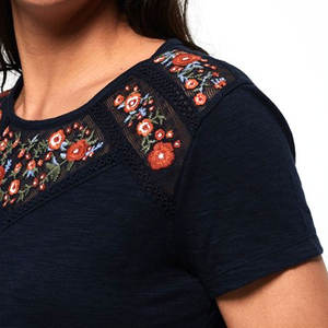New Design 2024 Women Embroidered T <b>Shirts</b> O-neck Women T <b>Shirts</b> Made in Pakistan Embroidered Women T <b>Shirts</b> - Product Image 4