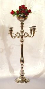 Candelabro con 5 luces y cuenco para flores, chimenea de cristal de metal de alta calidad, aspecto clásico, vintage, 5 luces - Product Image 6