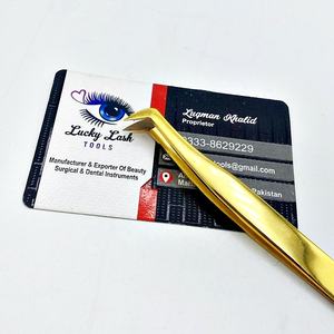 Pince à cils en acier inoxydable avec étiquette personnalisée Outil à pointe en fibre de marque privée plasma doré Extensions de cils Accessoire de beauté Pince à épiler - Product Image 6