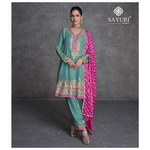 Último diseñador Fab Zone Organza seda bordado secuencia trabajo Salwar traje Georgette tela - Product Image 2