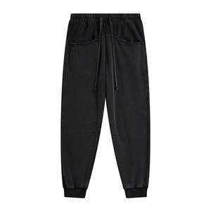 Pantalones deportivos informales de algodón para hombre, pantalones delanteros planos de cintura media con logotipo personalizado y cierre de mosca con cremallera - Product Image 2