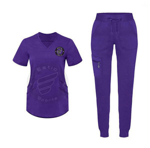 Tenues d'infirmière athlétiques personnalisées en usine, ensembles de pantalons de survêtement en spandex, uniformes médicaux d'hôpital - Product Image 2