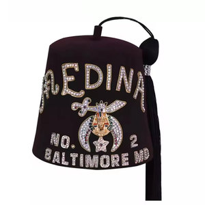 Sombrero Fez Masónico Personalizado de Color Sólido, Estilo Shriner Bordado con Borla, Sombrero Fez Masónico de Alta Calidad - Product Image 1