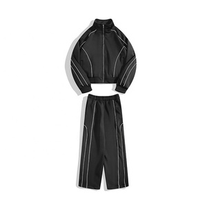 Chándal de poliéster de alta calidad personalizado, chaqueta ligera impermeable a rayas con cremallera, chándales para correr, logotipo personalizado - Product Image 6