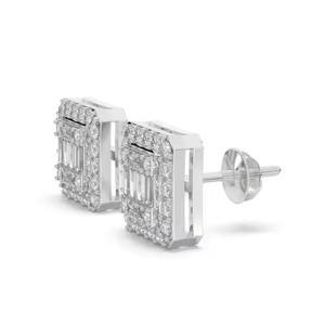 Luxury 10K Gold VS Clarity Lab Grown Round Diamond Classic <b>Screw</b> <b>Back</b> Square Shape Trendy Style <b>Earring</b> <b>for</b> Wedding Gift - Product Image 5