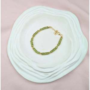18K Gold Filled Beaded <b>Bracelet</b> 925 Sterling <b>Silver</b> Jewelry with Peridot for Gifts - Product Image 3