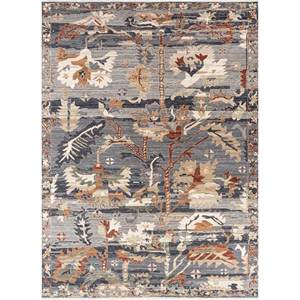 Alfombra Cyanna Azul Boho, Tejida a Mano con Lana, Diseño Floral y Abstracto en 3D, para Sala de Estar, Dormitorio y Pasillo, Modelo-SKWL-505 - Product Image 1