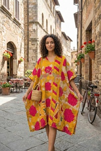 New Arrival Wholesale Simple Vintage 100% Pure Cotton Eco-Friendly Kaftan Maxi Dress Kantha for Women - Product Image 4