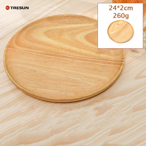Ensemble de 7 assiettes rondes de luxe en bois de hêtre – Plateaux de service empilables – Vaisselle en bois naturel écologique - Product Image 1