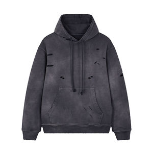 Servicio OEM/ODM, Conjunto de Sudadera con Capucha para Hombre, 50% Algodón, 50% Poliéster, Manga Larga, Estampada, Talla Grande, Sudadera con Capucha al por Mayor, Negra - Product Image 1