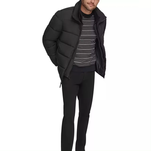 Veste bomber d'hiver en gros, style long, matelassée, brillante, en polyester et coton, écologique, OEM, noire, tendance masculine - Product Image 4