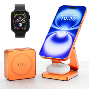 Base <span class=keywords><strong>de</strong></span> Carga Inductiva Magnética <span class=keywords><strong>3</strong></span> en 1 <span class=keywords><strong>de</strong></span> 25W - Cargador Rápido Plegable para iPhone 17/16, <span class=keywords><strong>Apple</strong></span> <span class=keywords><strong>Watch</strong></span> y AirPods - Product Image 3