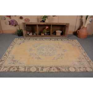 Vintage <b>Turkish</b> <b>Rug</b> 5.3 X 8.2 ft Beige Brown Large Area Wool Latex Backing Patchwork Rectangular Hallway for Teens Room <b>Rug</b> - Product Image 4