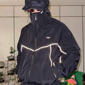 Ensemble de survêtement unisexe 2 pièces, style streetwear, jogging léger, nylon réfléchissant, coupe-vent et pantalon, pour l'extérieur - Product Image 1