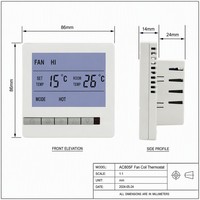Ventilo-convecteur numérique moderne AC805F à 3 vitesses, 2/4 tuyaux, thermostat 220V, ignifuge PC+ABS, flexible, économie d'énergie, chambre, hôtel