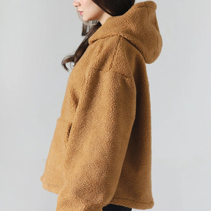 Custom logo High quality women's Polar Coral sherpa fleece Jacket Heavy <b>Winter</b> <b>coat</b> sweater <b>with</b> hoodie Wholesale Eco-Friendly - Product Image 6