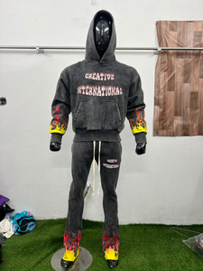 Combinaison de survêtement à capuche en molleton 100% coton, taille élastique, écologique, séchage rapide, extensible dans les quatre sens, respirante, coupe-vent, unisexe, hiver - Product Image 6