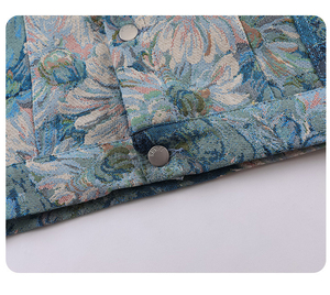 Veste en jean pour homme, logo personnalisé, haute qualité, jacquard, imprimé floral, veste unisexe, streetwear, veste décontractée - Product Image 6