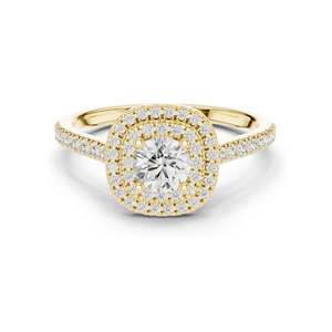 Bague de fiançailles pour femme avec halo de diamants de laboratoire ronds brillants de 1,07 carat, clarté VVS-VS EF, or 18 carats, 14 carats, 10 carats et argent 925 - Product Image 3