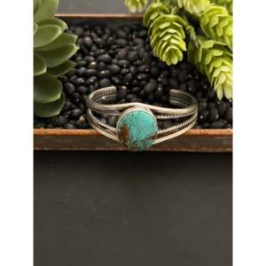 Navajo Handmade Mine 8 Turquoise & Sterling <b>Silver</b> Fashion <b>Cuff</b> <b>Bracelet</b> - Product Image 1