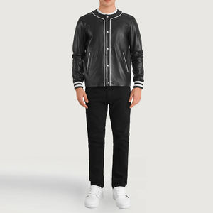 Chaquetas Universitarias Vintage con Parches de Letras, Bordes Acanalados y Cuerpo de Lana Resistente para un Look Deportivo Retro Atrevido - Product Image 3