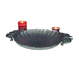 Bol de service en acier inoxydable au Design tendance en forme de feuille, plaqué argent pour les fruits - Product Image 4