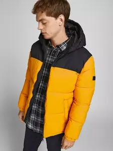 Blouson matelassé pour homme, toile, devant droit, léger, chaud, élégant, à capuche, matelassé, imperméable, coupe-vent, écologique, respirant - Product Image 4