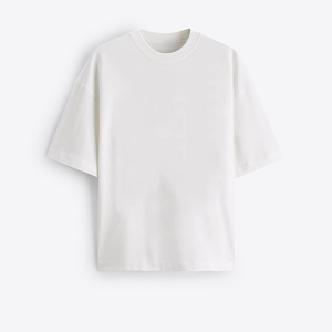 เสื้อยืดผ้าฝ้าย100% สำหรับผู้ชายเสื้อยืดคอกลมทรงหลวมไหล่ตกเสื้อยืดเปล่าสำหรับผู้ชายโลโก้ตามสั่ง - Product Image 4