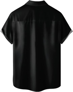 Chemises hawaïennes pour hommes personnalisées en gros, style vintage, décontractées, en coton, imprimé numérique, uni, anti-froissement, séchage rapide, respirantes - Product Image 2