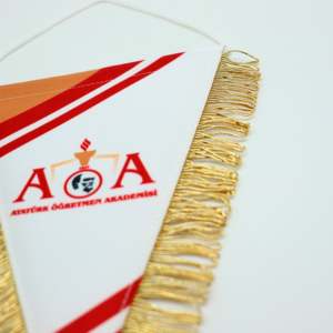 Custom Double Sided Crystal Satin Pennant <b>Banner</b> with Triangle Cut Gold Fringes-Digital Printing Portable - Product Image 2