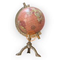Carte du monde géographique rotative de bureau Orange Globe éducatif à base en métal de 8 pouces pour la maison, le bureau et la décoration d'étude