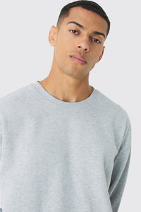 New Heather Grey <b>Oversized</b> Custom Logo Unisex Sweatshirts Drop Shoulder Breathable Sports Gym Wear 100% Cotton <b>Hoodies</b> - Product Image 3