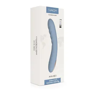 High Quality Svakom Ava Neo Rechargeable Silicone Vibrator with Remote - Blue Perfect for Foreplay Waterproof and Phthalate Free