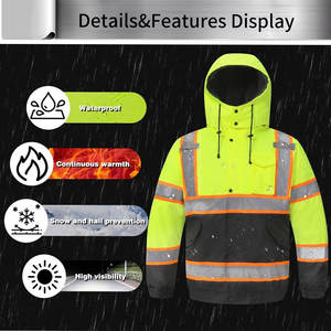 Chaqueta DE TRABAJO DE SEGURIDAD impermeable y cómoda de último diseño 2025, chaqueta reflectante para exteriores con cuello levantado, servicio OEM, gran oferta - Product Image 4