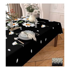 Customized Black Maple Leaf Print 100% Cotton Tablecloth <b>Dining</b> OEM ODM Low MOQ Wholesale Direct Factory Made in India - Product Image 4