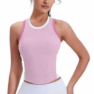 Breathable Wholesale Custom High Quality OEM <b>Women</b> Contrast Color Sports <b>Vest</b> Workout Sleeveless Running Fitness Crop Tank <b>Top</b> - Product Image 6