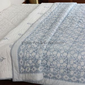 Manufacture Handmade Cotton Hand Block Floral Printed Blanket Wholesale Cotton Blanket - Product Image 3