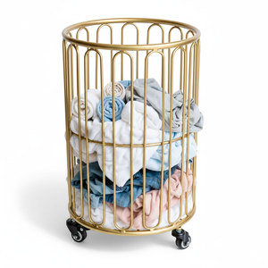 Cesto de Ropa Portátil KPT68018, Organizador de Ropa de Hierro con Recubrimiento en Polvo, Tipo Vertical para Baño, Incluye Tela de PP - Product Image 1