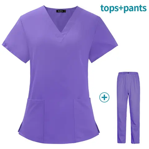 Uniforme de enfermería personalizable de tela de punto negro de manga corta para hospital unisex OEM - Product Image 2