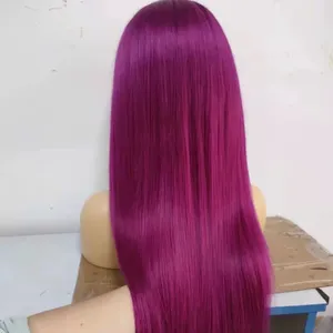 Amara virgin human hair straight with magenta wholesale frontal custom wigs purple costume lace wigs for woman In the warehouse