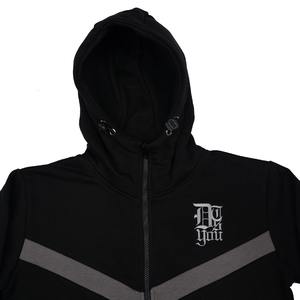 Pantalones de chándal de dos piezas de lana tecnológica negra y gris para hombre, pantalones de chándal de entrenamiento de gimnasio con logotipo de diamantes de imitación bordados para invierno - Product Image 2