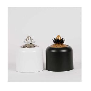 Quemador de incienso de color blanco y negro de hierro Mabkhara Juego de dos quemadores Mubkhar de forma redonda a los precios más baratos - Product Image 1