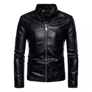 Chaqueta de Motocicleta de Cuero Sintético y Cuero Genuino Negra para Hombre y Mujer, Chaqueta de Cuero Elegante para Hombre - Product Image 3